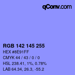 Color code: RGB 142 145 255 | qconv.com