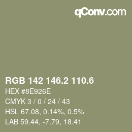 カラーコード: RGB 142 146.2 110.6 | qconv.com