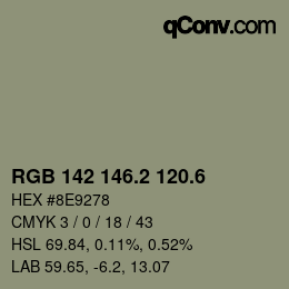 カラーコード: RGB 142 146.2 120.6 | qconv.com