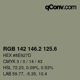 カラーコード: RGB 142 146.2 125.6 | qconv.com