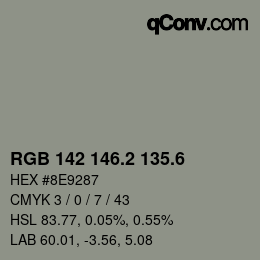 カラーコード: RGB 142 146.2 135.6 | qconv.com