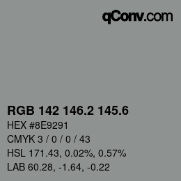 カラーコード: RGB 142 146.2 145.6 | qconv.com