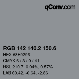 カラーコード: RGB 142 146.2 150.6 | qconv.com