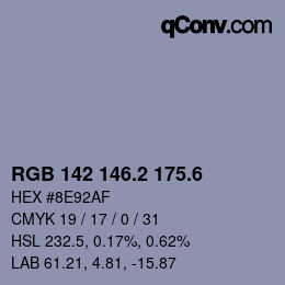 カラーコード: RGB 142 146.2 175.6 | qconv.com