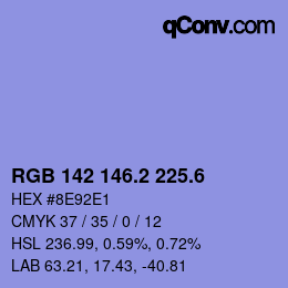 カラーコード: RGB 142 146.2 225.6 | qconv.com