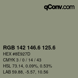 カラーコード: RGB 142 146.6 125.6 | qconv.com