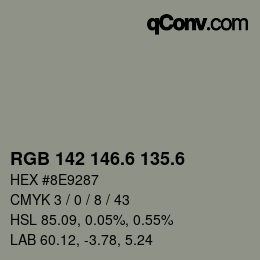 カラーコード: RGB 142 146.6 135.6 | qconv.com