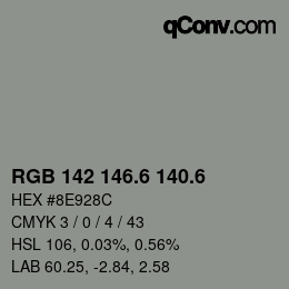 カラーコード: RGB 142 146.6 140.6 | qconv.com