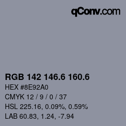 カラーコード: RGB 142 146.6 160.6 | qconv.com