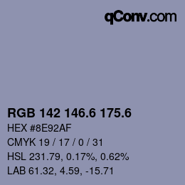 カラーコード: RGB 142 146.6 175.6 | qconv.com