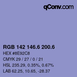 カラーコード: RGB 142 146.6 200.6 | qconv.com