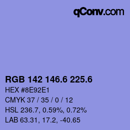カラーコード: RGB 142 146.6 225.6 | qconv.com