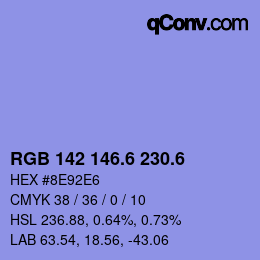 カラーコード: RGB 142 146.6 230.6 | qconv.com