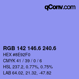 カラーコード: RGB 142 146.6 240.6 | qconv.com