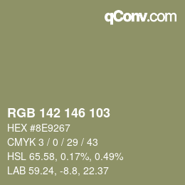 Color code: RGB 142 146 103 | qconv.com