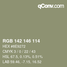 カラーコード: RGB 142 146 114 | qconv.com