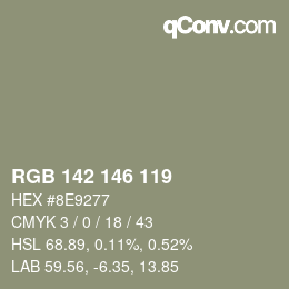 カラーコード: RGB 142 146 119 | qconv.com