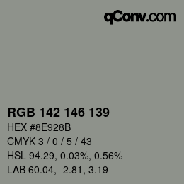 Farbcode: RGB 142 146 139 | qconv.com