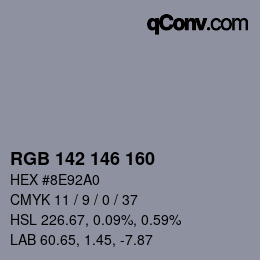 Farbcode: RGB 142 146 160 | qconv.com