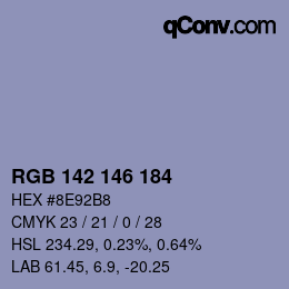 颜色代码: RGB 142 146 184 | qconv.com