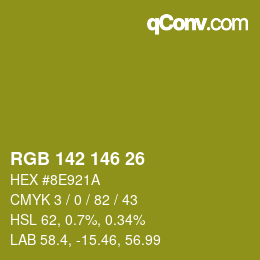 Color code: RGB 142 146 26 | qconv.com