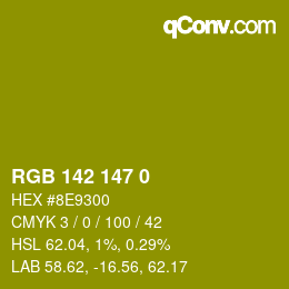 Color code: RGB 142 147 0 | qconv.com