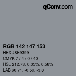 Color code: RGB 142 147 153 | qconv.com