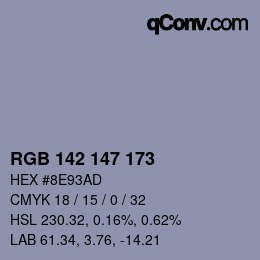 Color code: RGB 142 147 173 | qconv.com