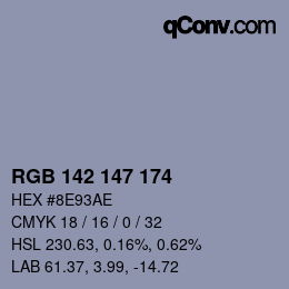 Color code: RGB 142 147 174 | qconv.com