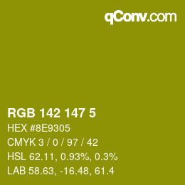 Color code: RGB 142 147 5 | qconv.com