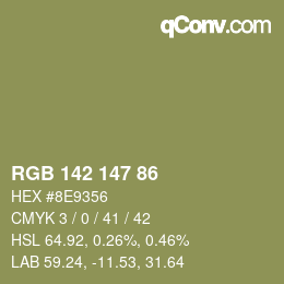 カラーコード: RGB 142 147 86 | qconv.com