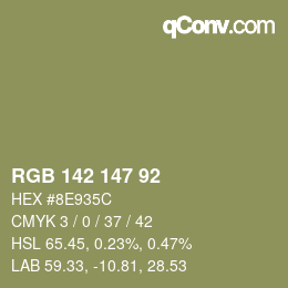 颜色代码: RGB 142 147 92 | qconv.com