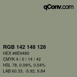 Farbcode: RGB 142 148 128 | qconv.com