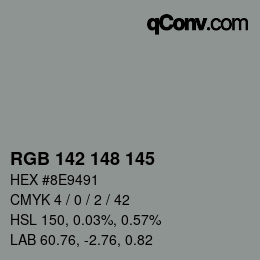 Color code: RGB 142 148 145 | qconv.com