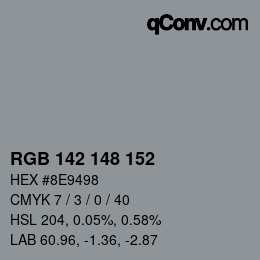 Código de color: RGB 142 148 152 | qconv.com