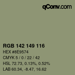 Código de color: RGB 142 149 116 | qconv.com