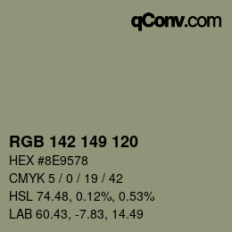 カラーコード: RGB 142 149 120 | qconv.com