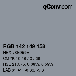 カラーコード: RGB 142 149 158 | qconv.com