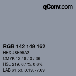 Color code: RGB 142 149 162 | qconv.com