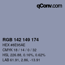 Color code: RGB 142 149 174 | qconv.com