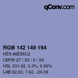 Color code: RGB 142 149 194 | qconv.com