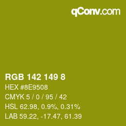 Color code: RGB 142 149 8 | qconv.com