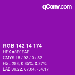 カラーコード: RGB 142 14 174 | qconv.com