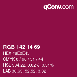 Color code: RGB 142 14 69 | qconv.com
