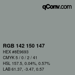 Color code: RGB 142 150 147 | qconv.com