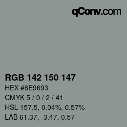Código de color: RGB 142 150 147 | qconv.com