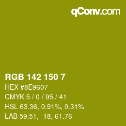 Color code: RGB 142 150 7 | qconv.com