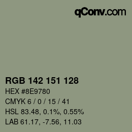 カラーコード: RGB 142 151 128 | qconv.com