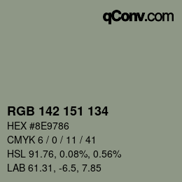 Color code: RGB 142 151 134 | qconv.com