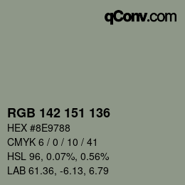 カラーコード: RGB 142 151 136 | qconv.com